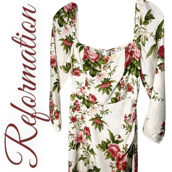 NWT REFORMATION Hilda Floral Rose Dress In Jardin, Size 4 - Picture 5 of 9